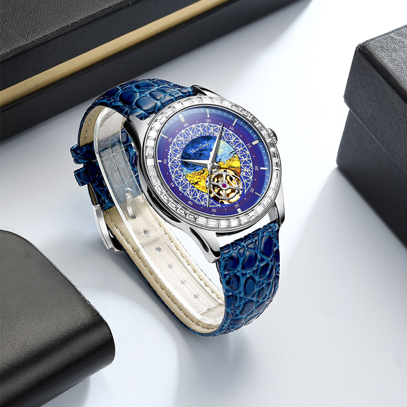 "梵高(Vangogh)全自动机械男表艺术家·罗盘系列 麦田群鸦"M-SGLB07