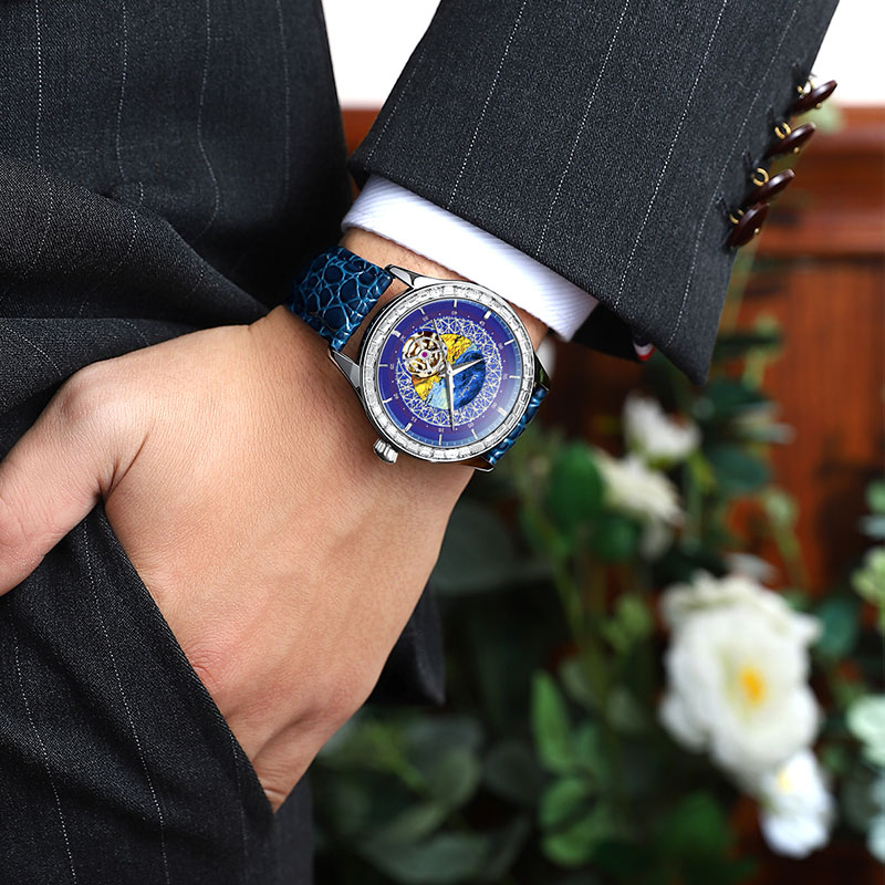 "梵高(Vangogh)全自动机械男表艺术家·罗盘系列 麦田群鸦"M-SGLB07