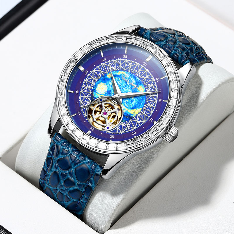 "梵高(Vangogh)全自动机械男表艺术家·罗盘系列 星空"M-SGLB99