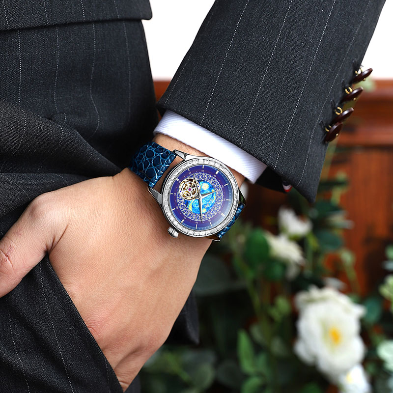 "梵高(Vangogh)全自动机械男表艺术家·罗盘系列 星空"M-SGLB99