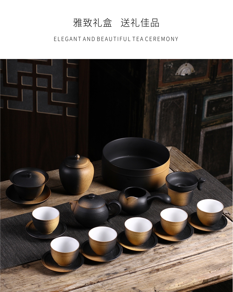粗陶茶具大套装  （手工制作）