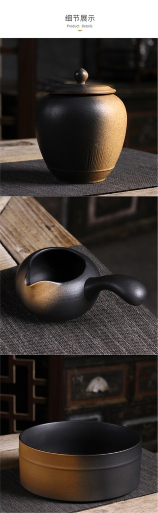 粗陶茶具大套装  （手工制作）