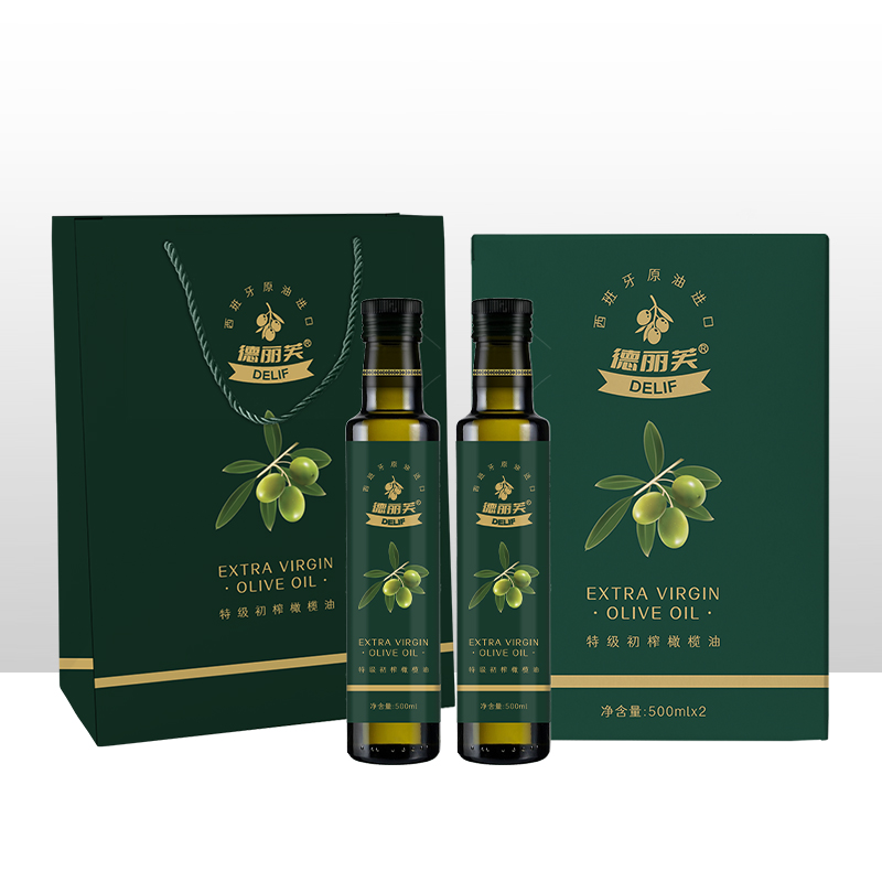 德丽芙特级初榨橄榄油500ml*2瓶礼盒装 西班牙进口