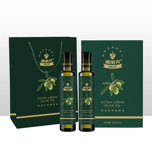 德丽芙特级初榨橄榄油500ml*2瓶礼盒装 西班牙进口